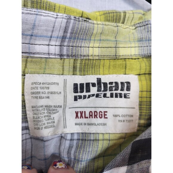 URBAN PIPELINE Yellow Plaid Men's Shirt  Sz 2XL NWT! Button Down Casual Preppy - Picture 5 of 5